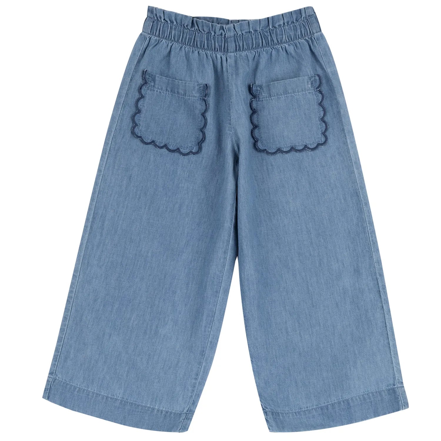 Girls Medium Light Blue Embroidered Jeans