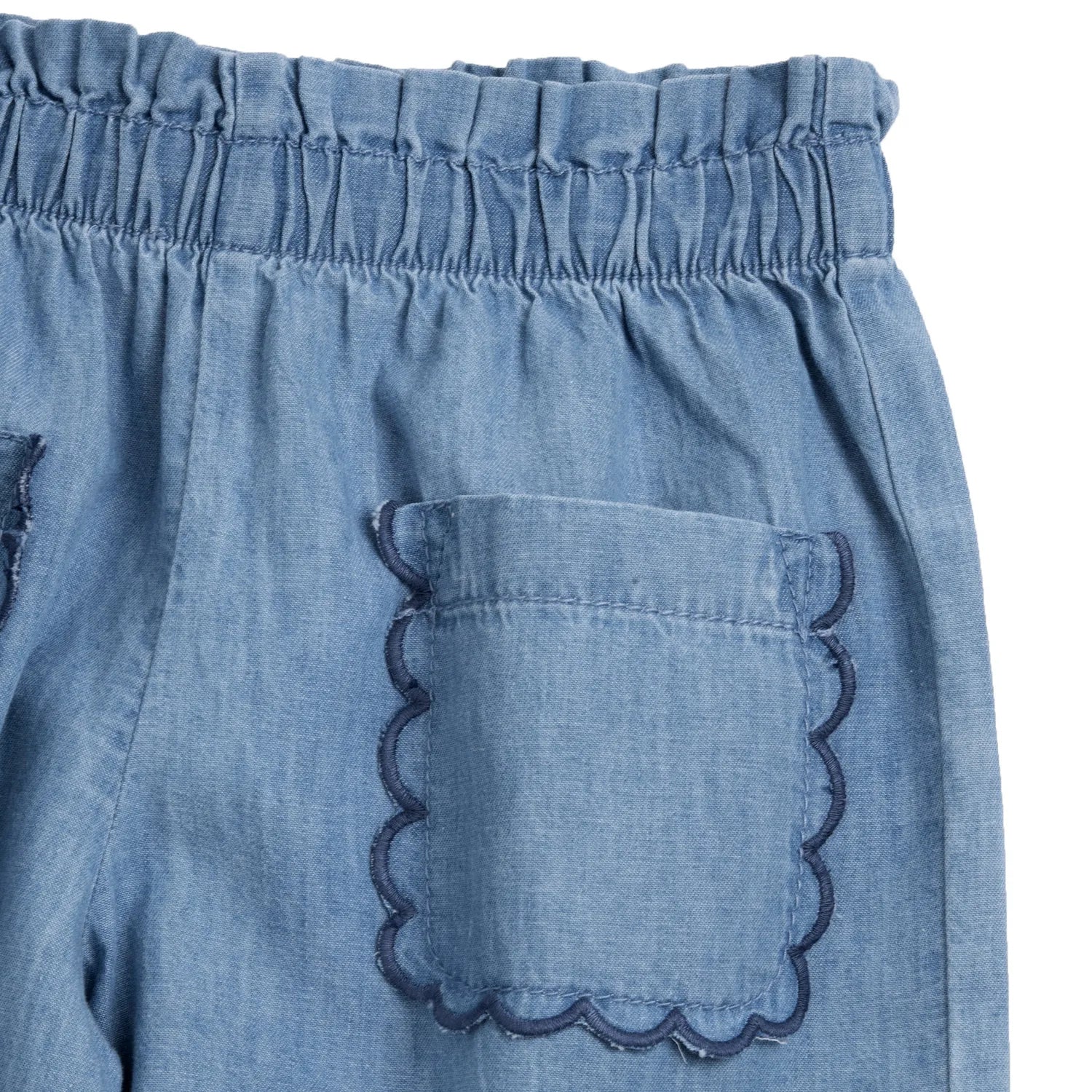Girls Medium Light Blue Embroidered Jeans