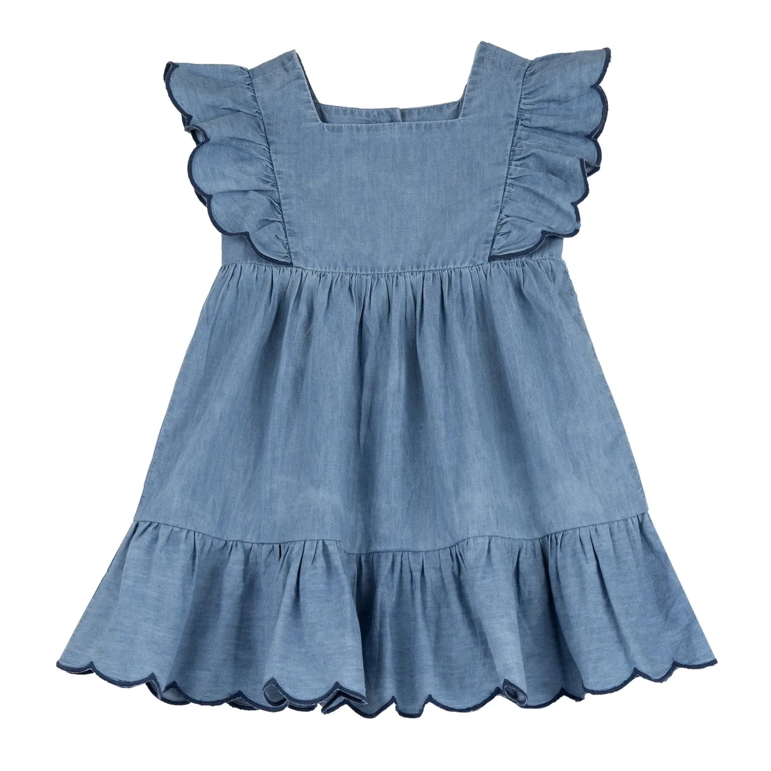 Girls Medium Light Blue Self Design Dress