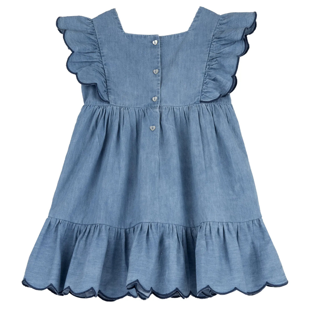 Girls Medium Light Blue Self Design Dress