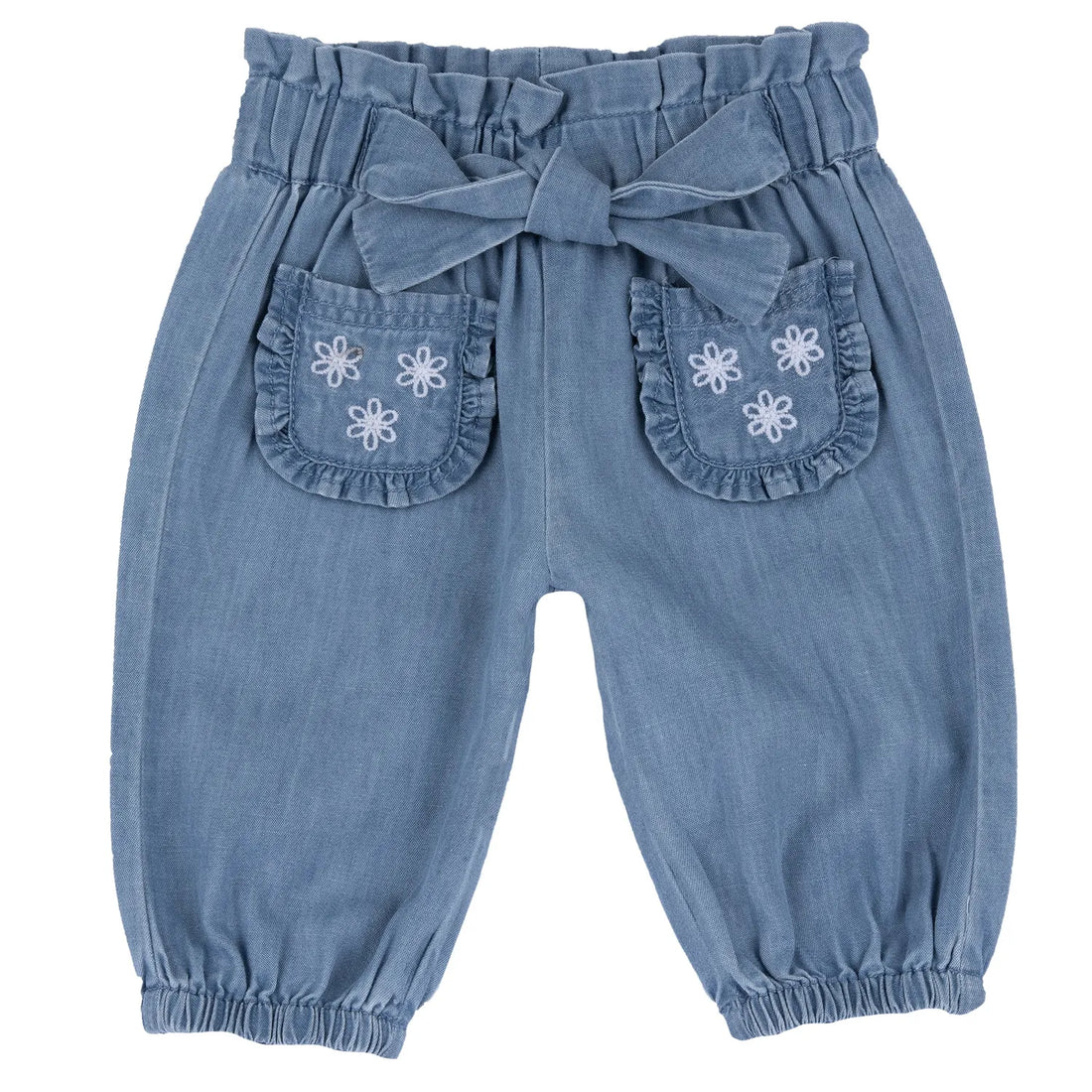 Girls Medium Light Blue Self Design Jeans