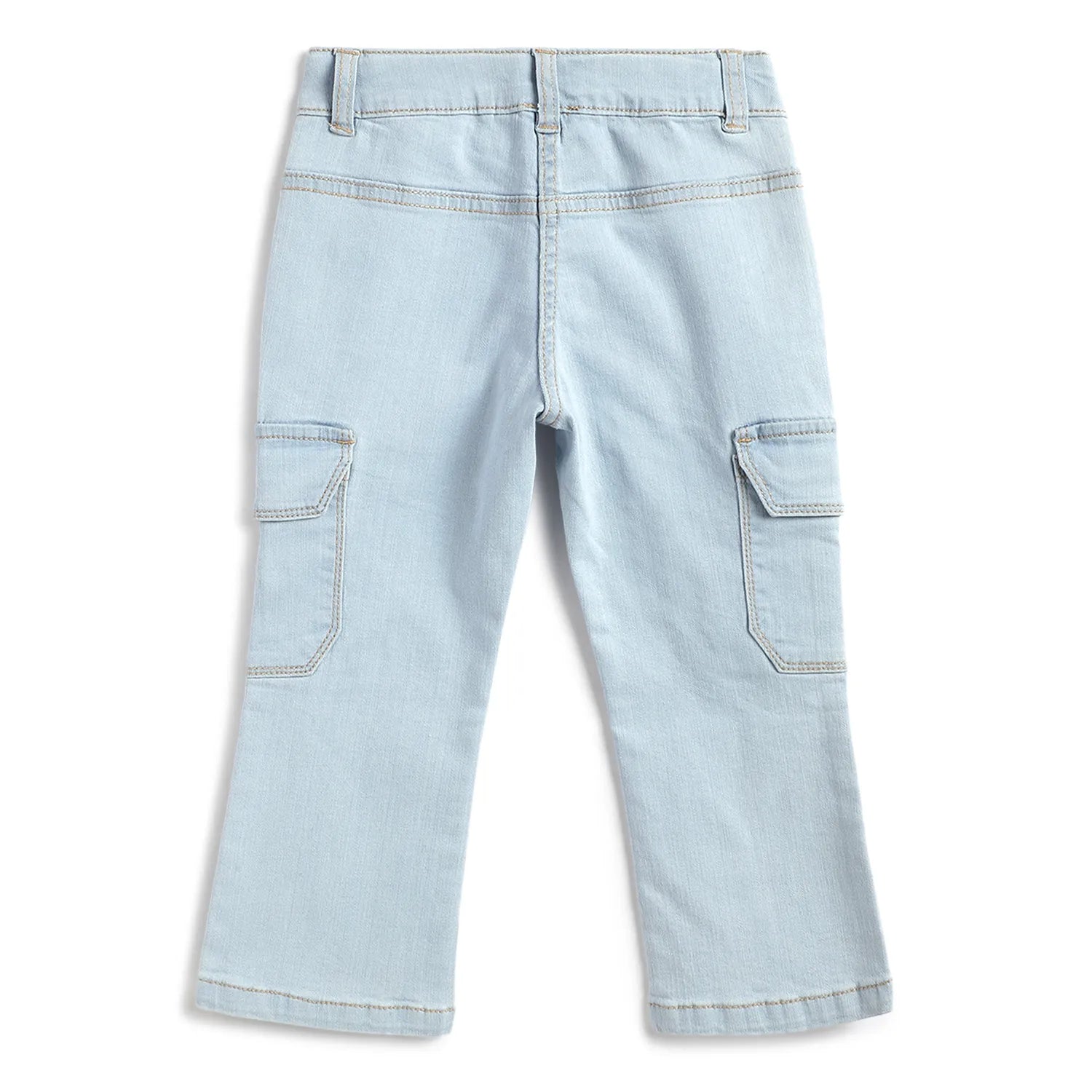 Girls Medium Light Blue Solid Jeans
