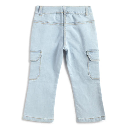 Girls Medium Light Blue Solid Jeans