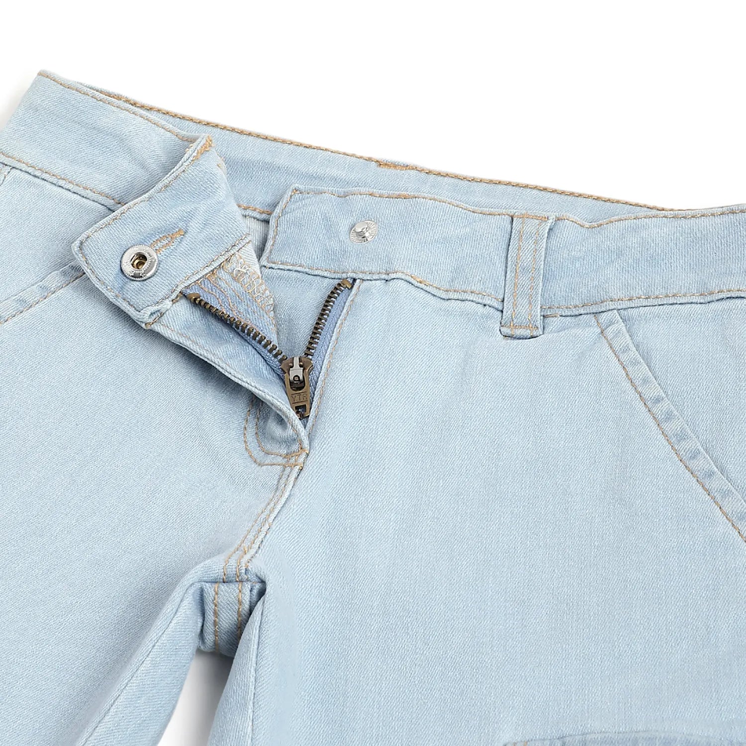 Girls Medium Light Blue Solid Jeans