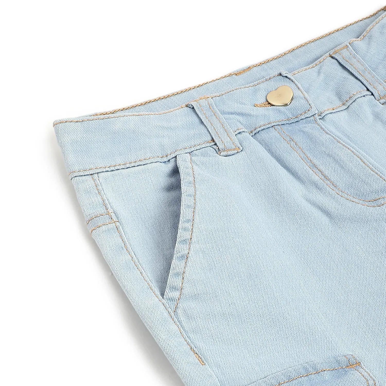 Girls Medium Light Blue Solid Jeans
