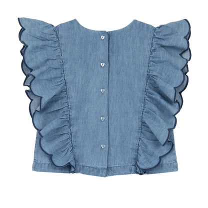 Girls Medium Light Blue Solid Top