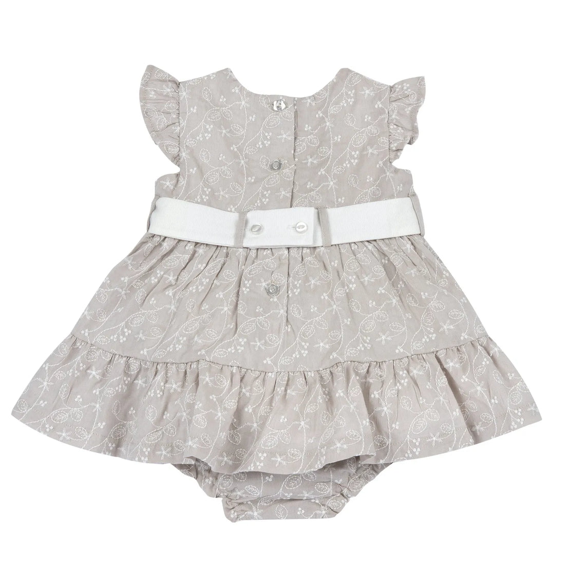 Girls Medium Natural Embroidered Dress with Panties