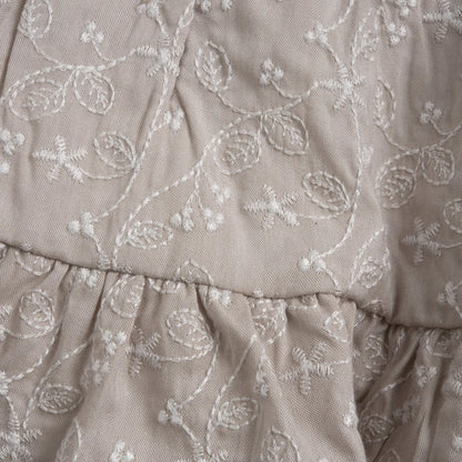 Girls Medium Natural Embroidered Dress with Panties
