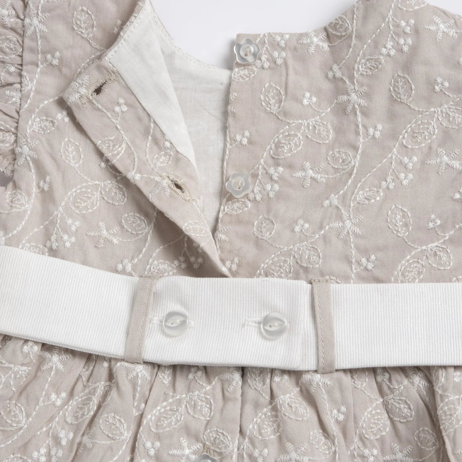 Girls Medium Natural Embroidered Dress with Panties