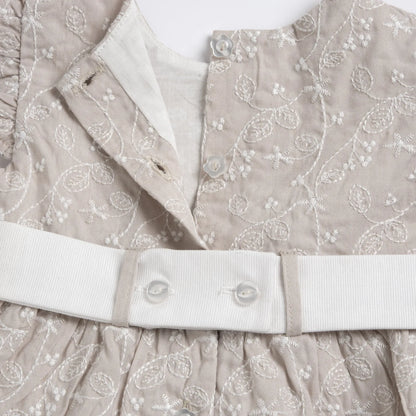 Girls Medium Natural Embroidered Dress with Panties