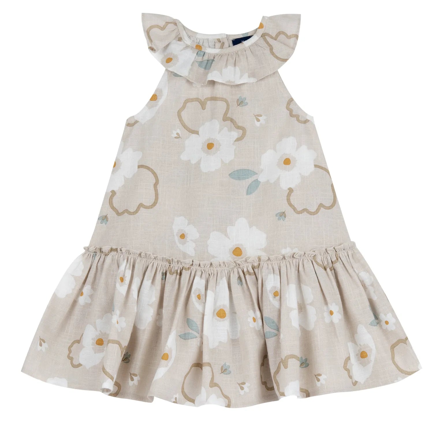 Girls Medium Natural Floral Printed Dress