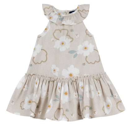 Girls Medium Natural Floral Printed Dress