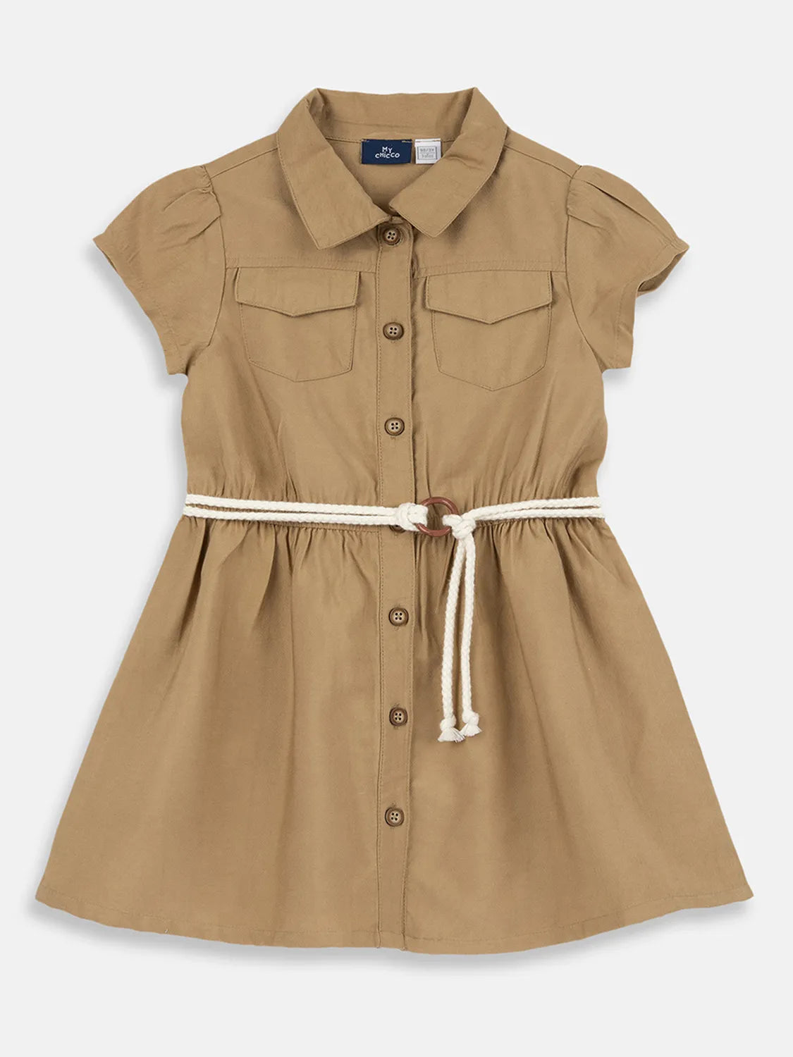 Girls Medium Natural Solid Dress