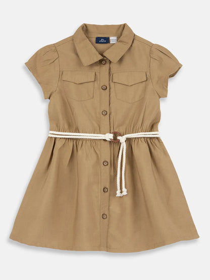 Girls Medium Natural Solid Dress