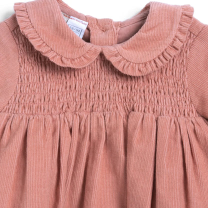 Girls Medium Orange Solid Long Sleeve Dress