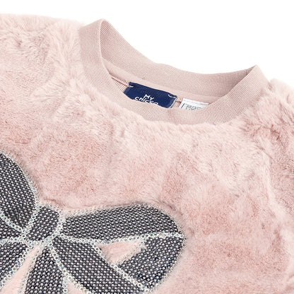 Girls Medium Pink Embellished Sweatshirt