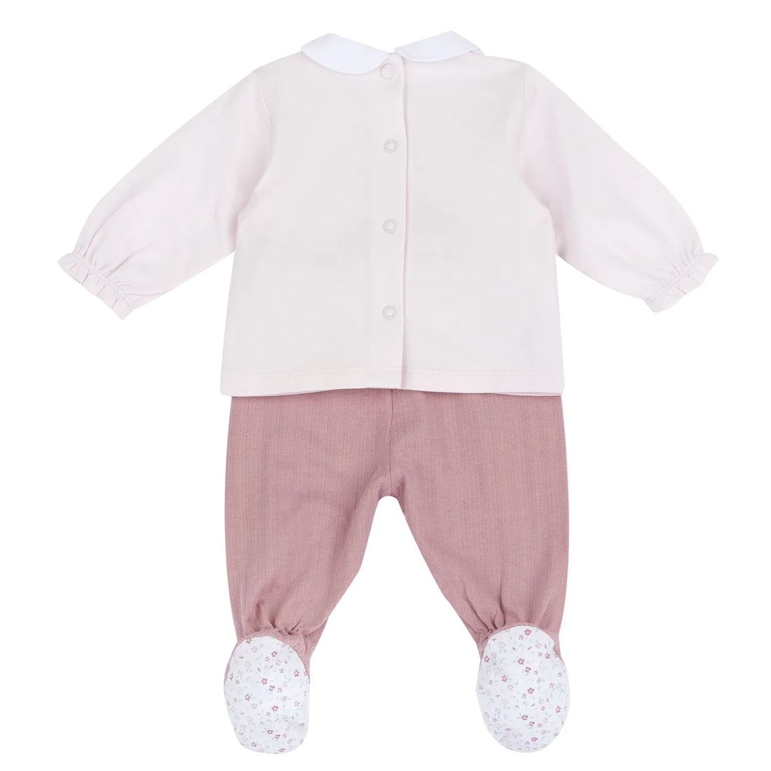Girls Medium Pink Embroidered Smock with Leggings