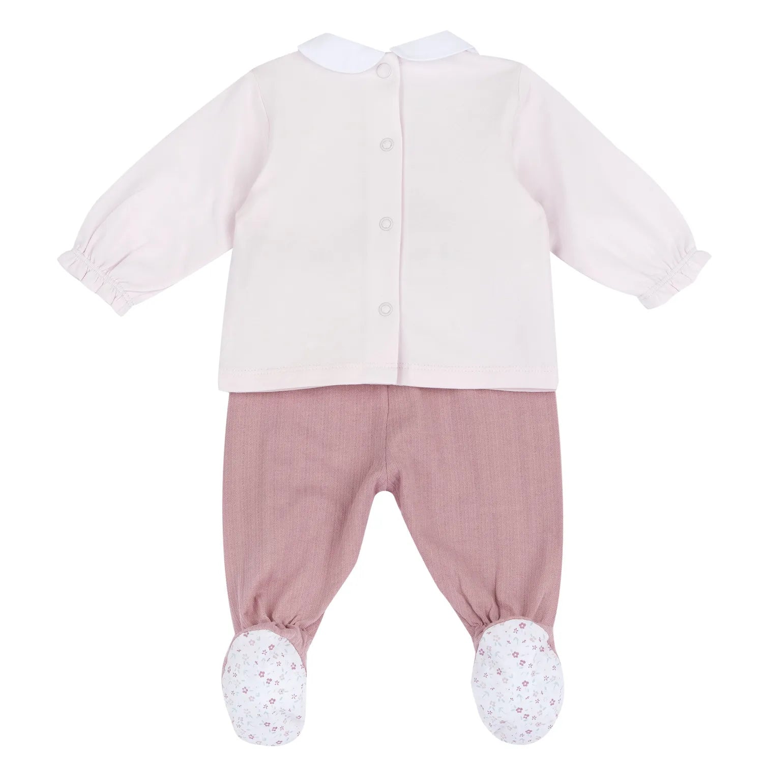 Girls Medium Pink Embroidered Smock with Leggings