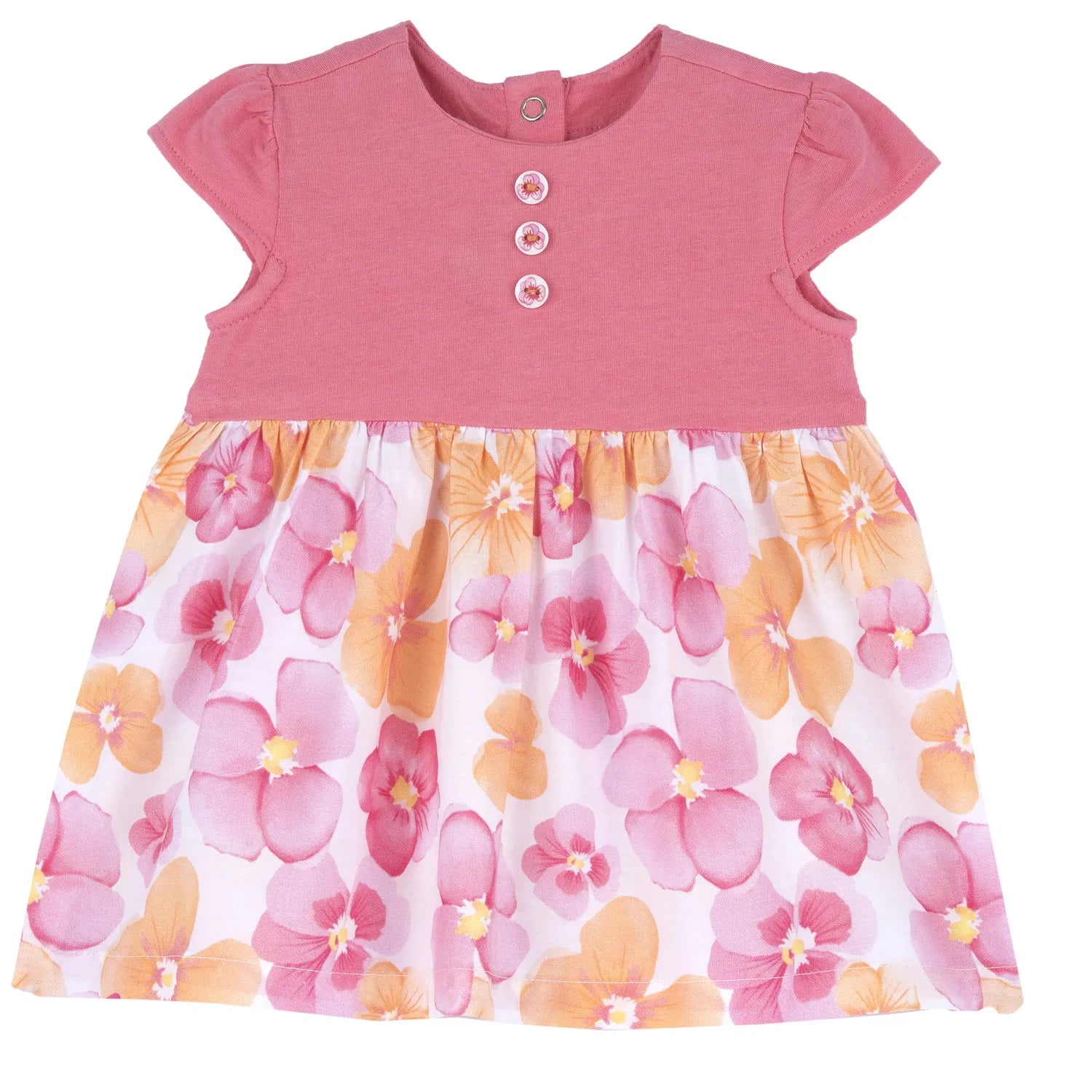 Girls Medium Pink Floral Printed Dress