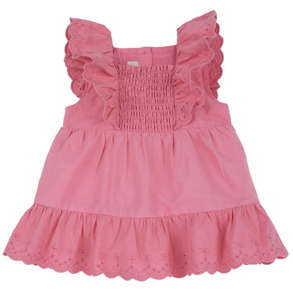 Girls Medium Pink Self Design Dress