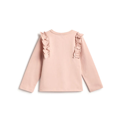 Girls Medium Pink Self Design T- Shirt