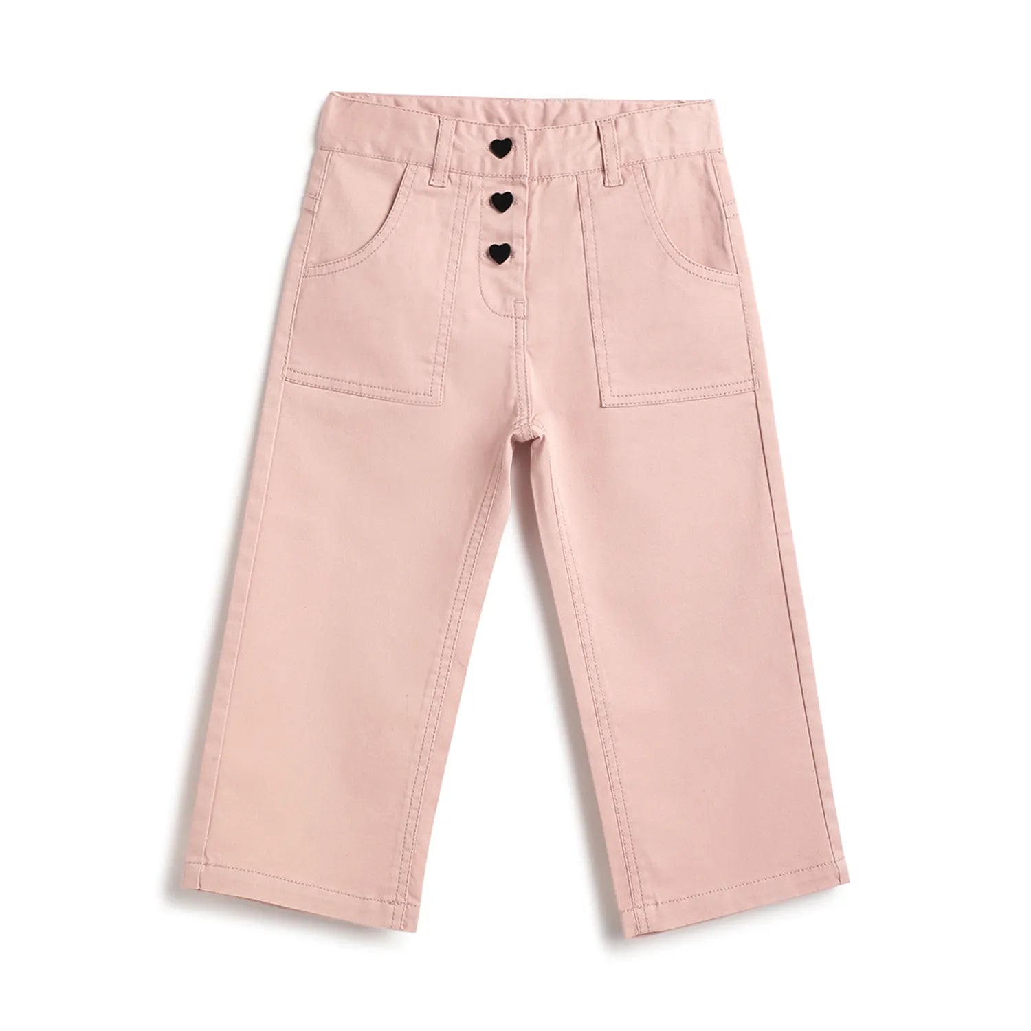 Girls Medium Pink Solid Trousers