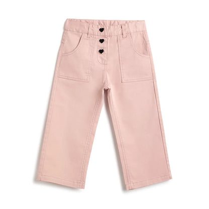 Girls Medium Pink Solid Trousers
