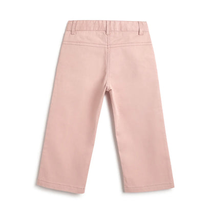 Girls Medium Pink Solid Trousers