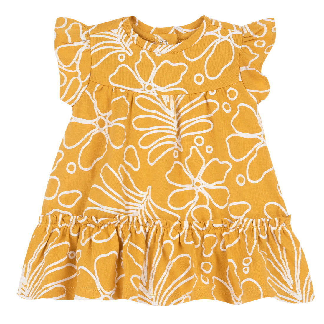 Girls Medium Yellow Floral Printed Dress