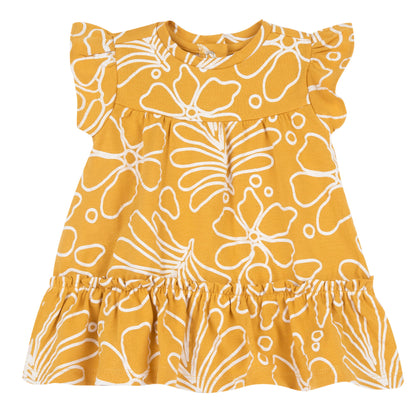 Girls Medium Yellow Floral Printed Dress