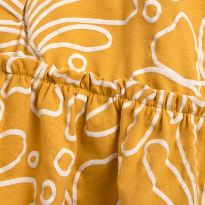 Girls Medium Yellow Floral Printed Dress