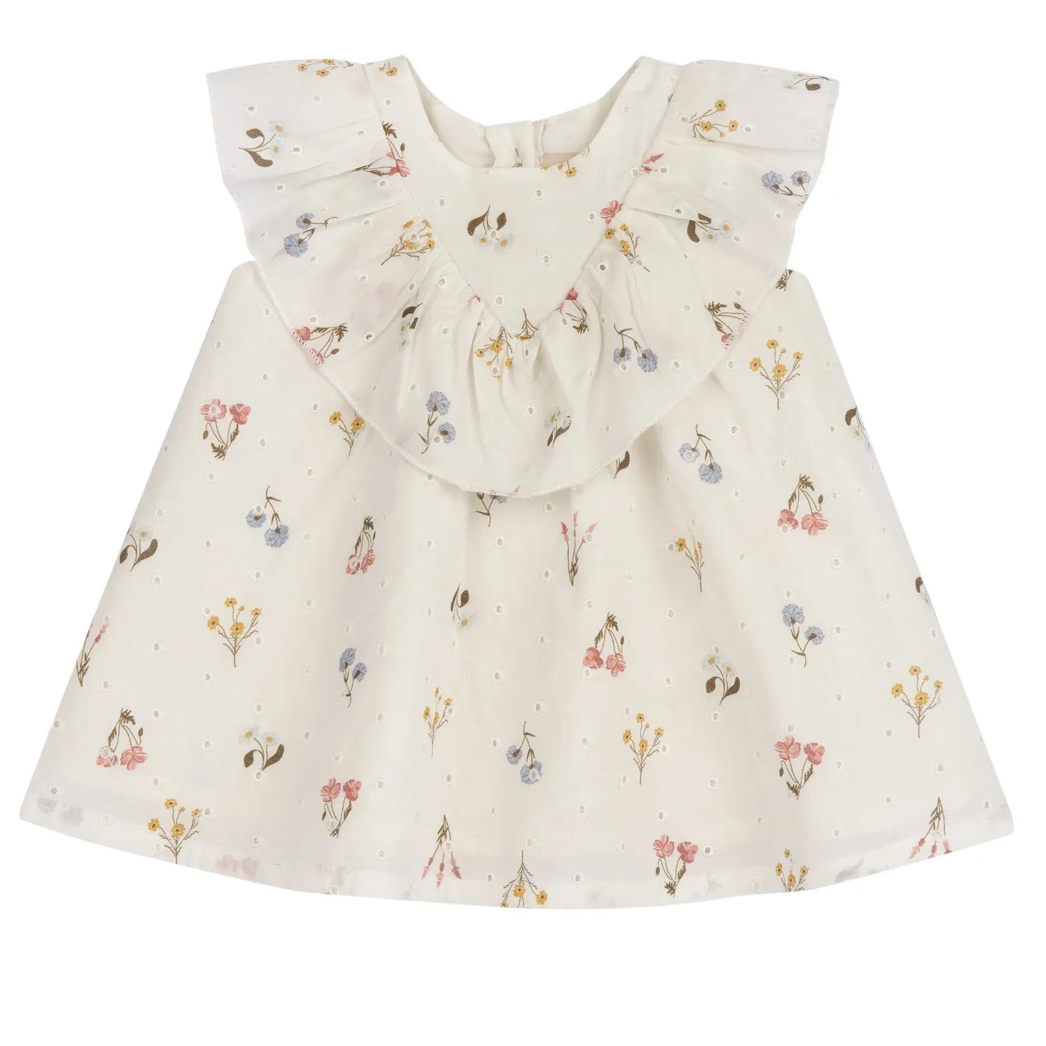 Girls Natural Printed Cap Sleeve Dress