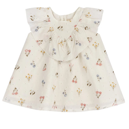 Girls Natural Printed Cap Sleeve Dress