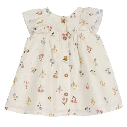 Girls Natural Printed Cap Sleeve Dress
