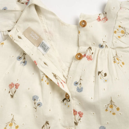 Girls Natural Printed Cap Sleeve Dress