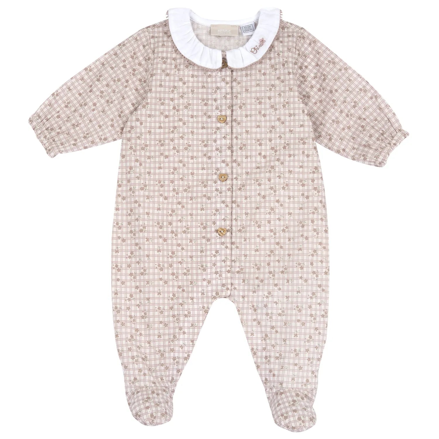 Girls Natural Printed Front Opening Babysuit