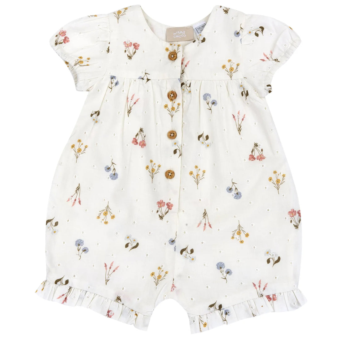 Girls Natural Printed Short Sleeve Romper