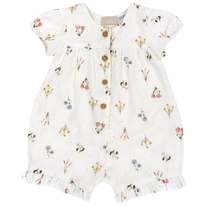 Girls Natural Printed Short Sleeve Romper