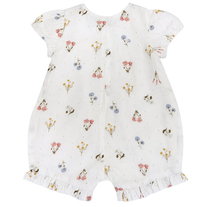 Girls Natural Printed Short Sleeve Romper