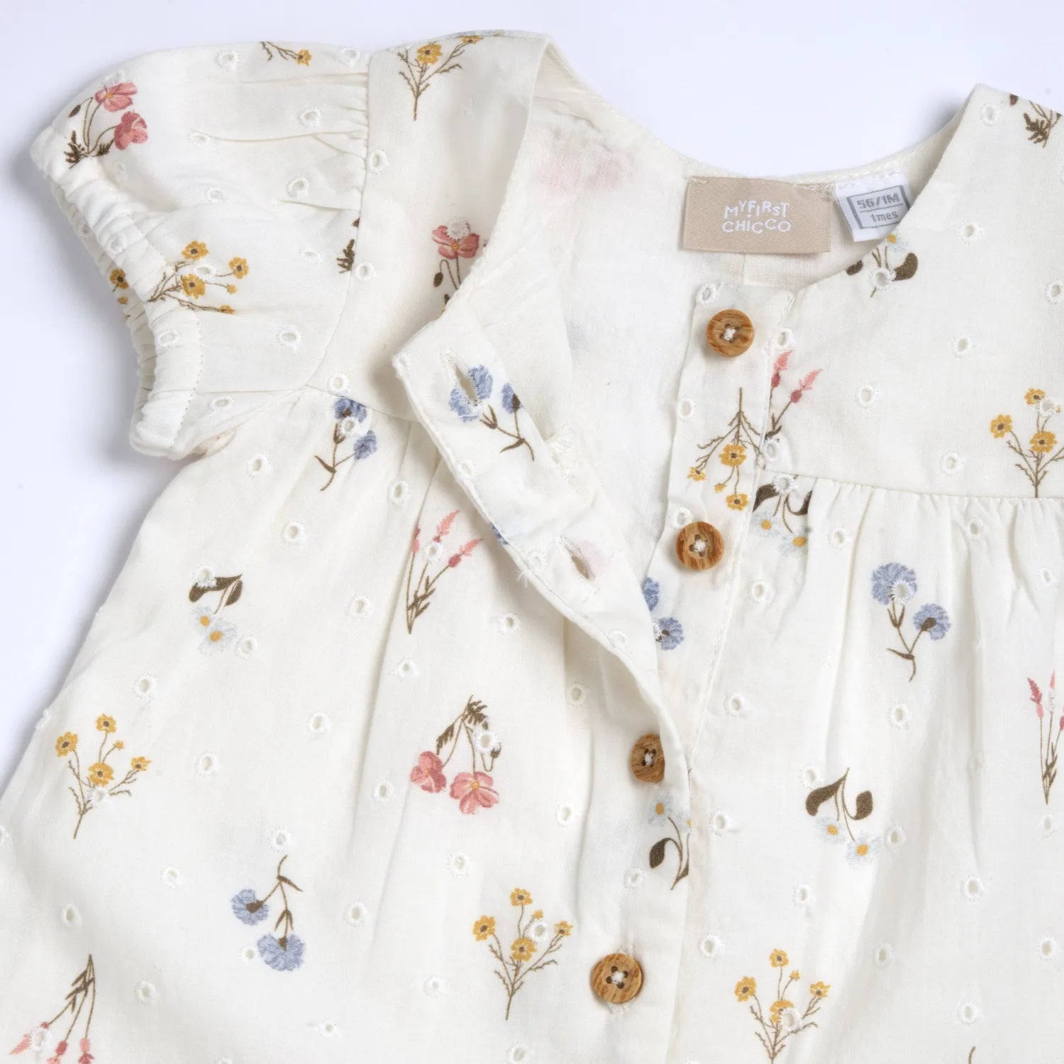 Girls Natural Printed Short Sleeve Romper