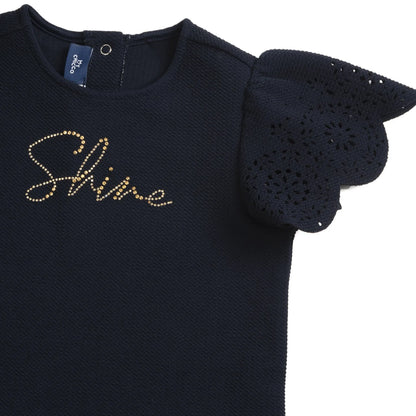 Girls Navy Blue Embellished Dress