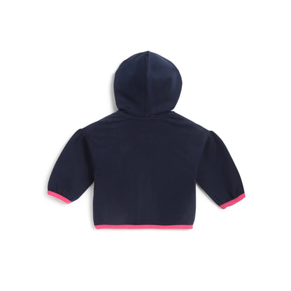 Girls Navy Blue Embroidered Jacket