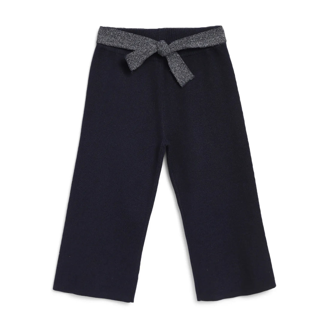 Girls Navy Blue Mid-Rise Parallel Trousers