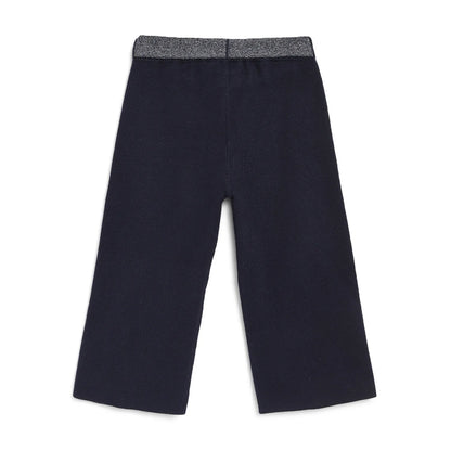 Girls Navy Blue Mid-Rise Parallel Trousers