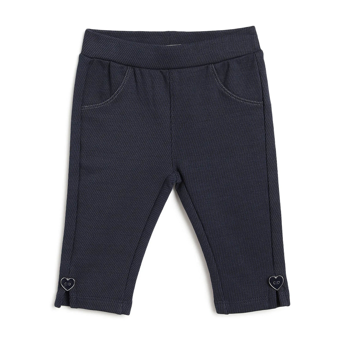 Girls Navy Blue Mid-Rise Relaxed Fit Trousers