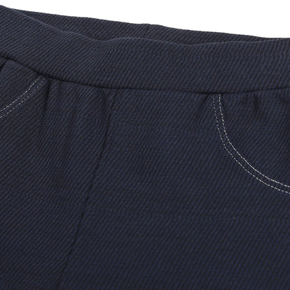 Girls Navy Blue Mid-Rise Relaxed Fit Trousers