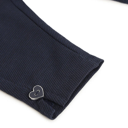 Girls Navy Blue Mid-Rise Relaxed Fit Trousers