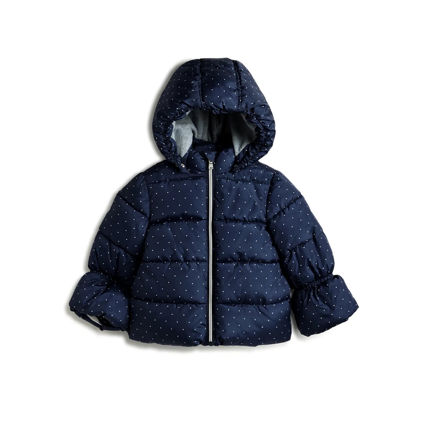 Girls Navy Blue Padded Hooded Jacket