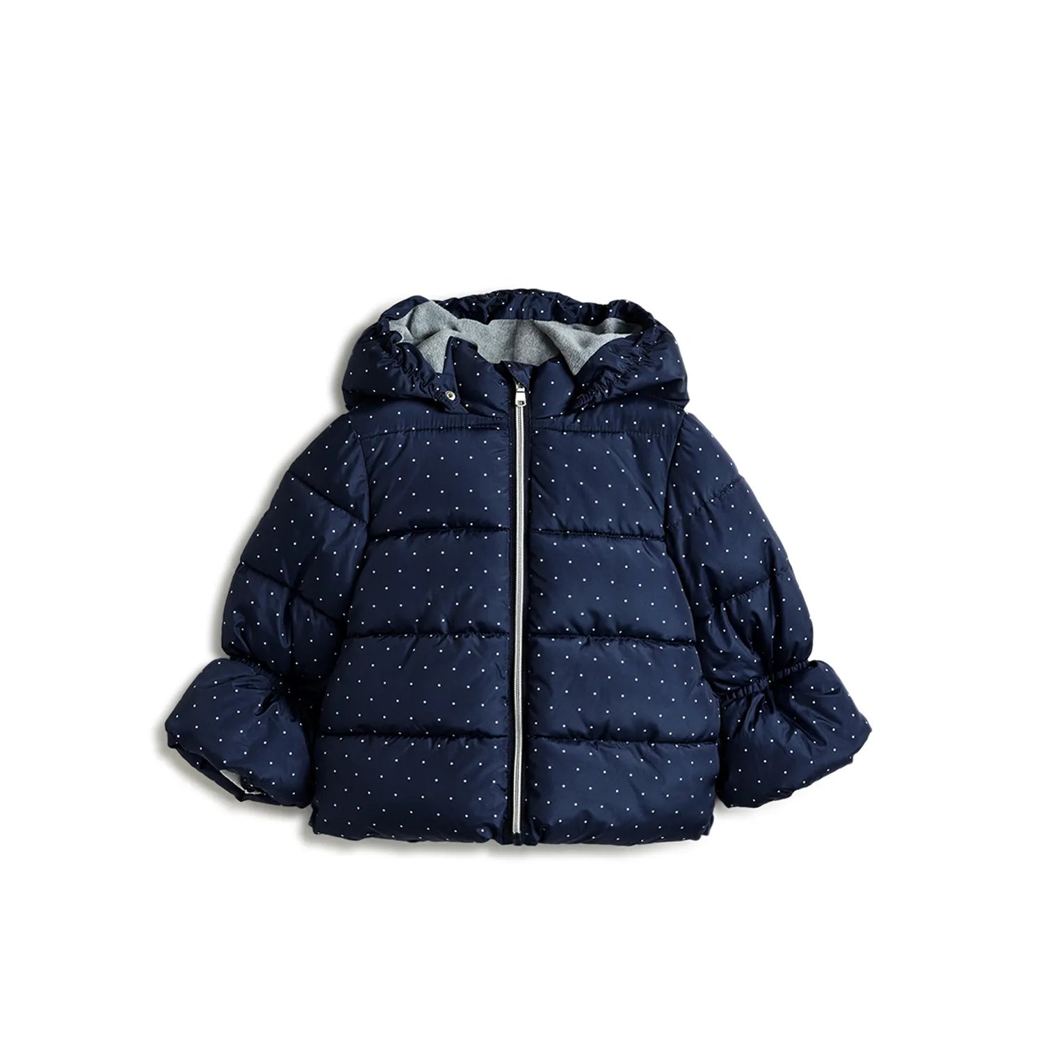 Girls Navy Blue Padded Hooded Jacket
