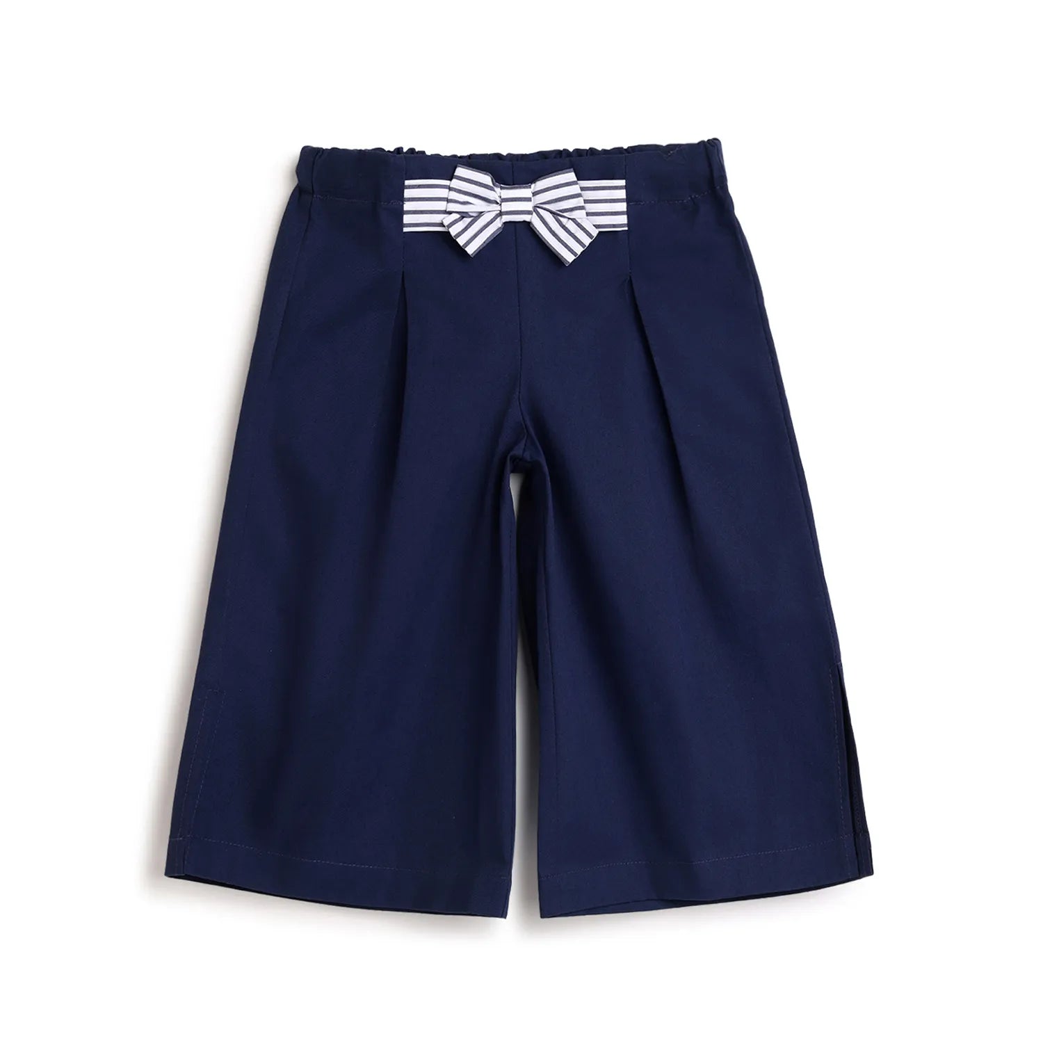 Girls Navy Blue Pleated Trousers